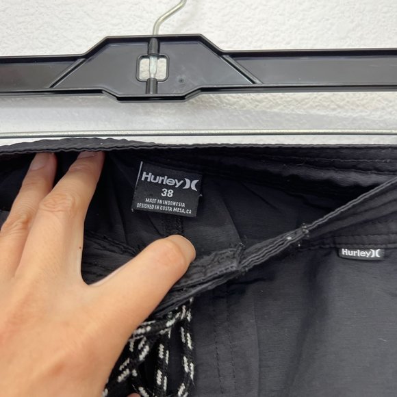 Hurley mens tie front boardshorts black solid‎ black  Size: 38 - Picture 6 of 9